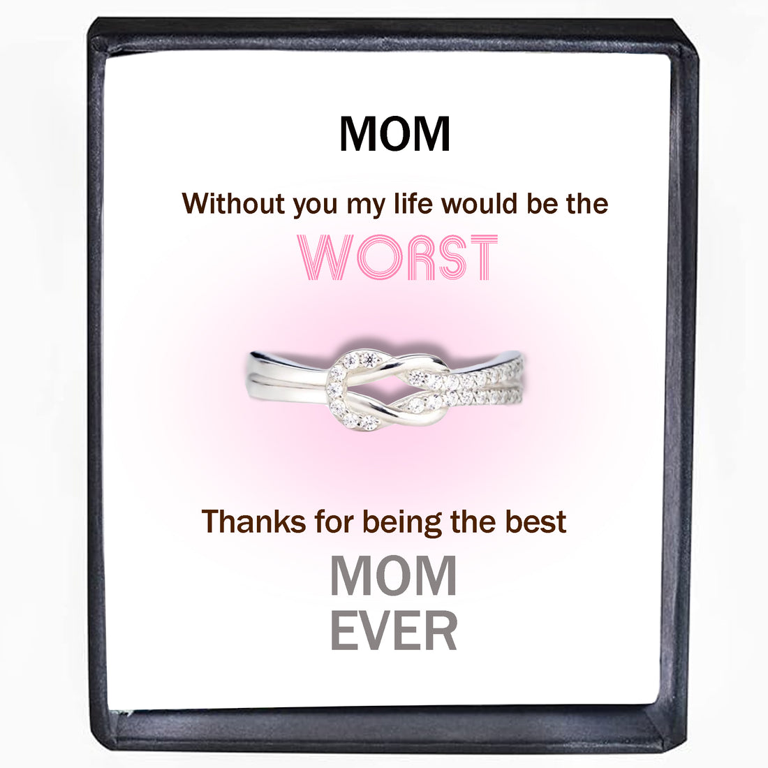 Mother & Daughter Square Knot Engraved Ring