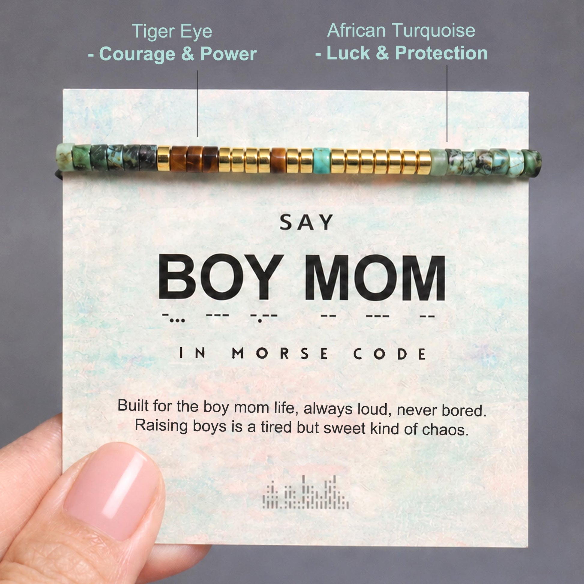 morse code bracelet with boy mom message
