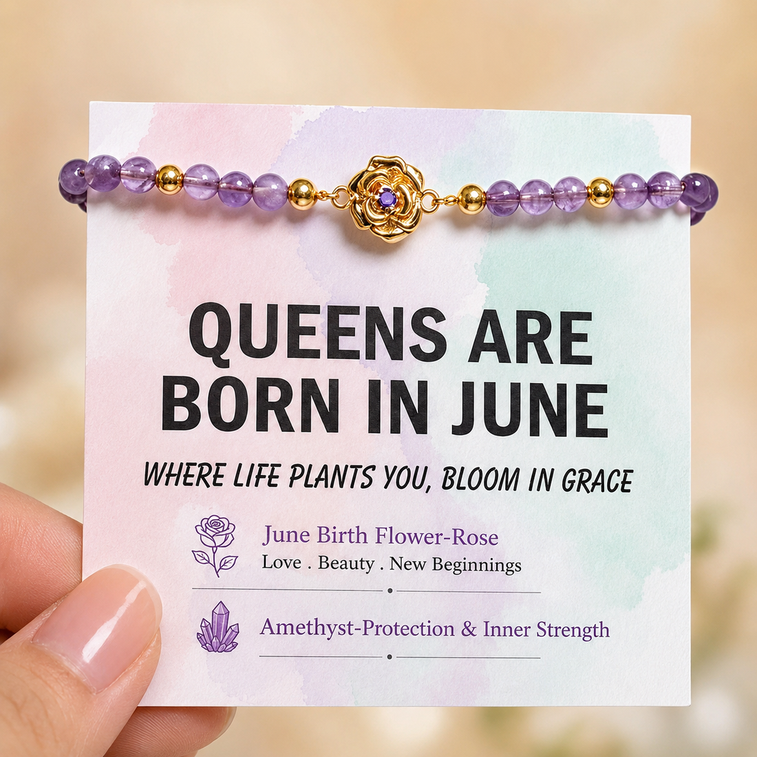 June Birth Flower Amethyst Bracelet