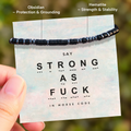 natural obsidian and hematite bracelet, strength and grounding jewelry