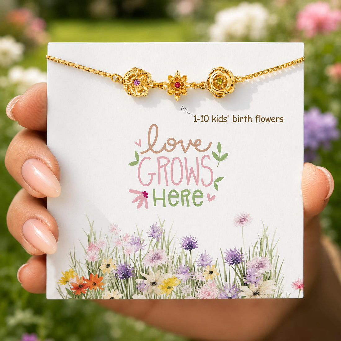 Personalized 1-10 Birth Flowers Bracelet