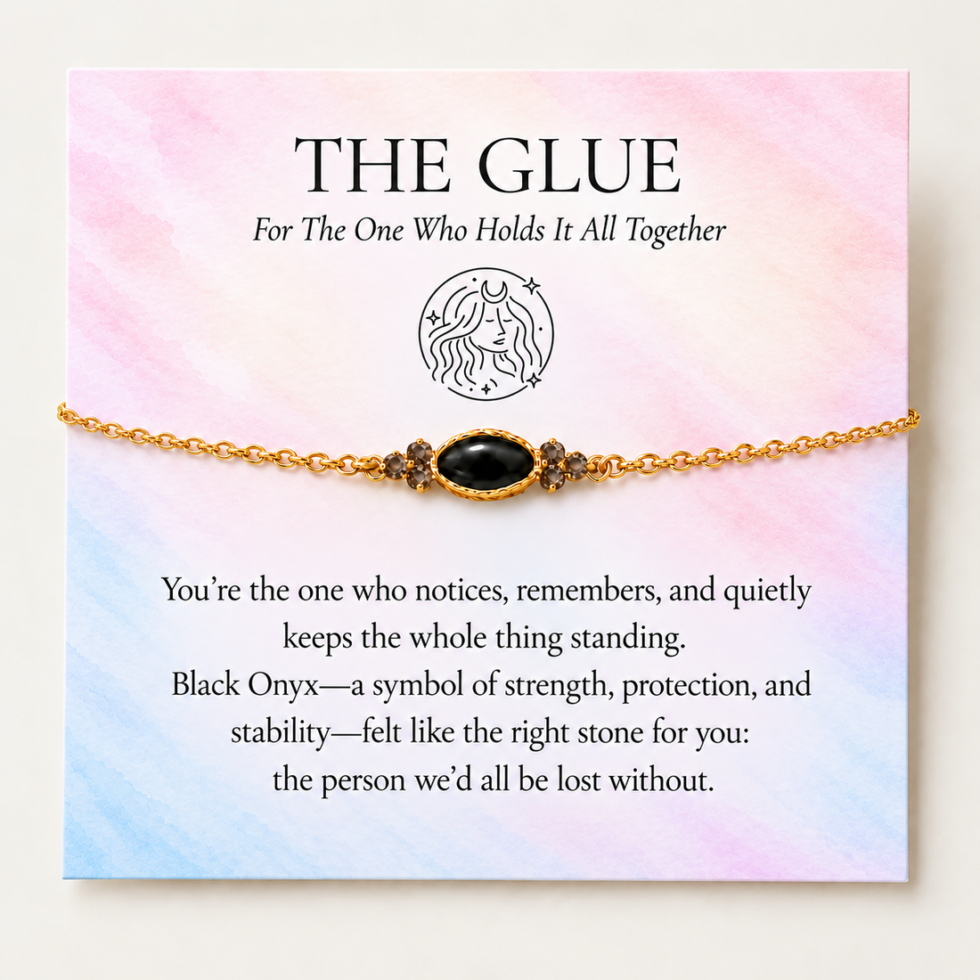 the glue black onyx bracelet, symbolic support jewelry