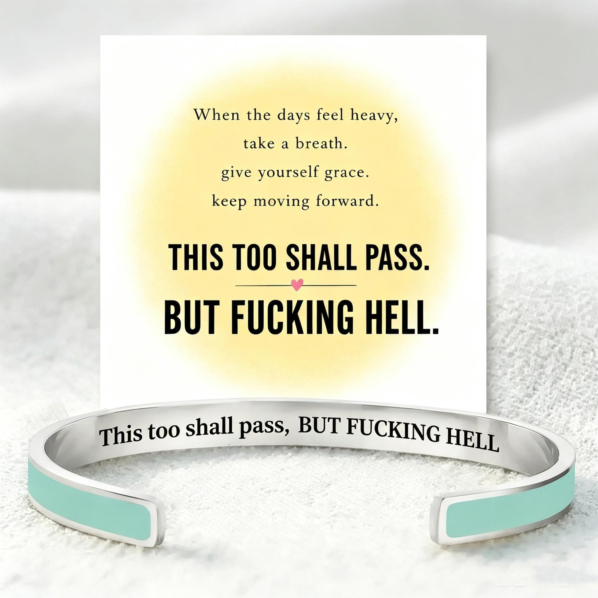 this too shall pass color cuff silver bracelet