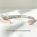 color enamel cuff bracelet with engraved message