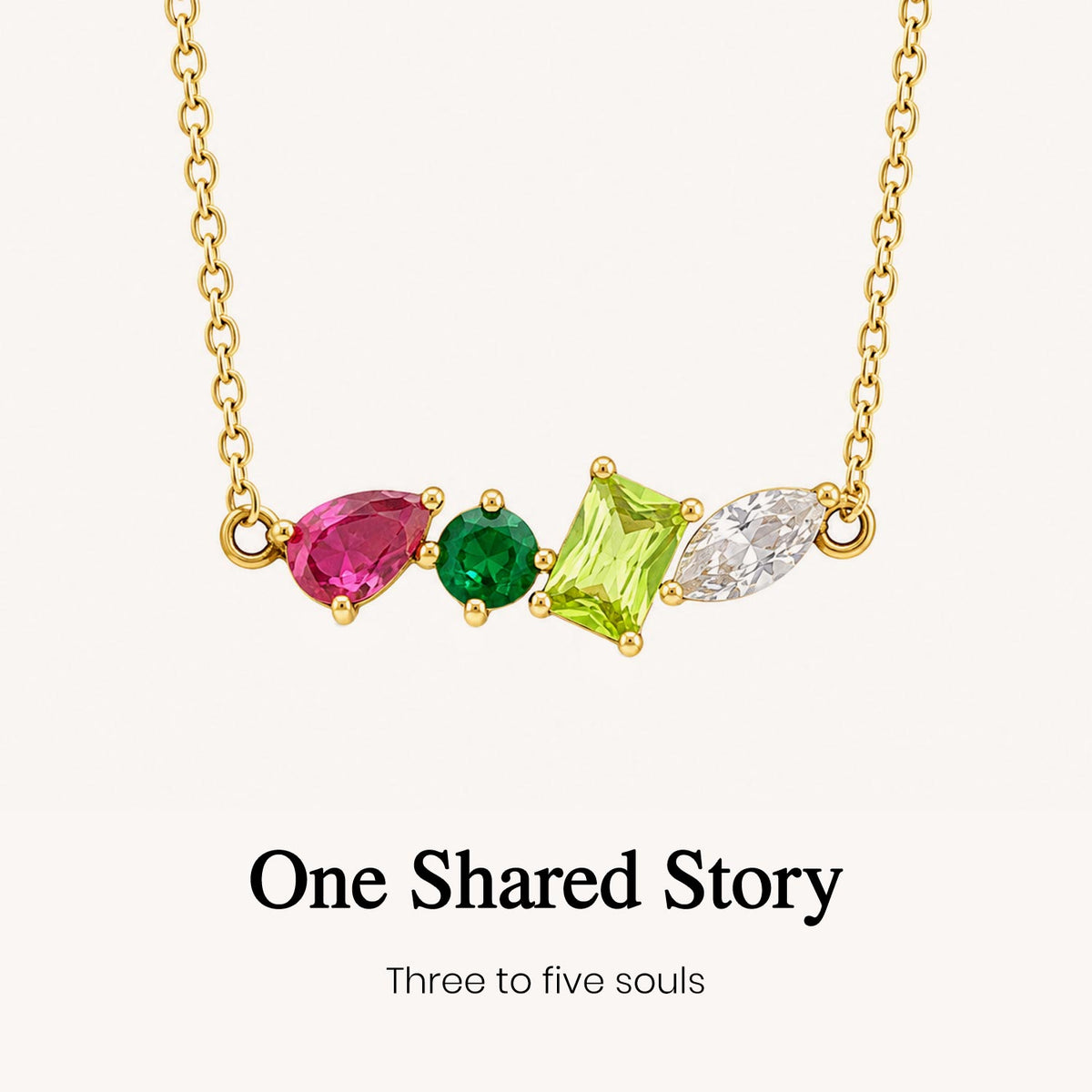 custom 3-5 birthstone row necklace, multiple birthstone jewelry