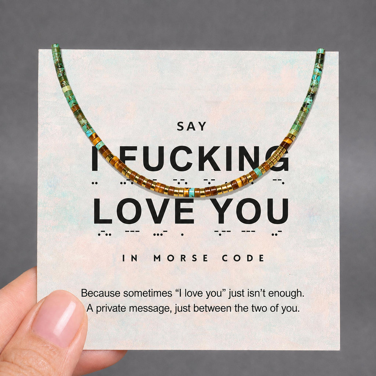 hidden message necklace, i fucking love you morse code design