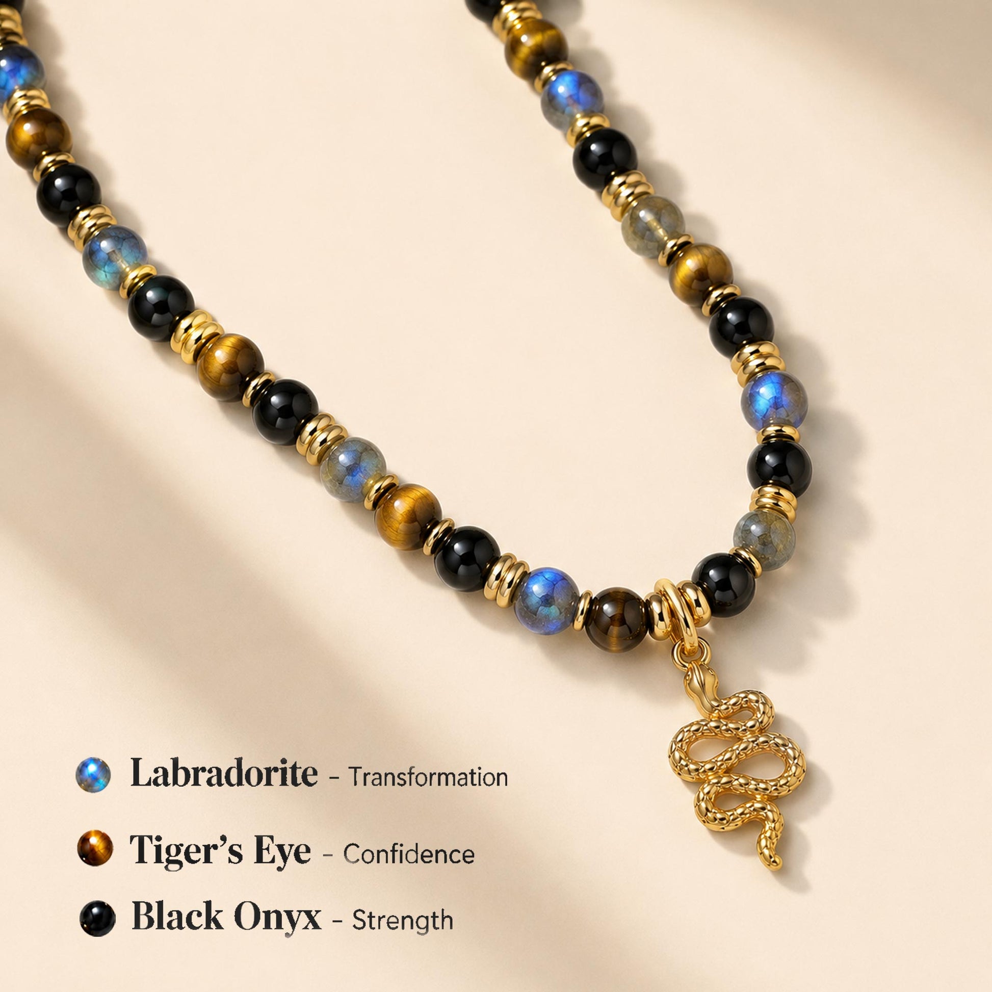 snake charm necklace with crystal details