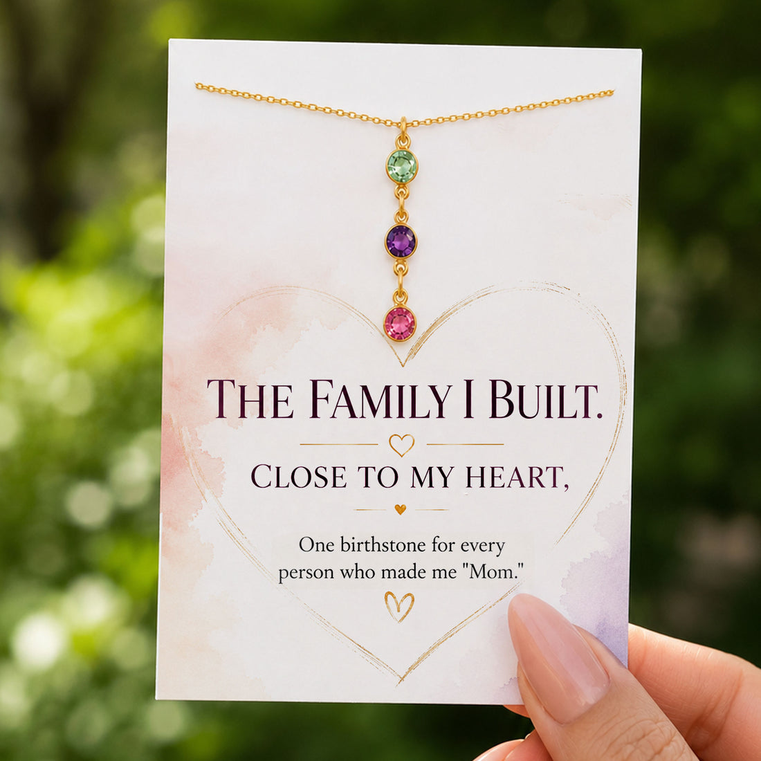 custom round multiple birthstone charm necklace