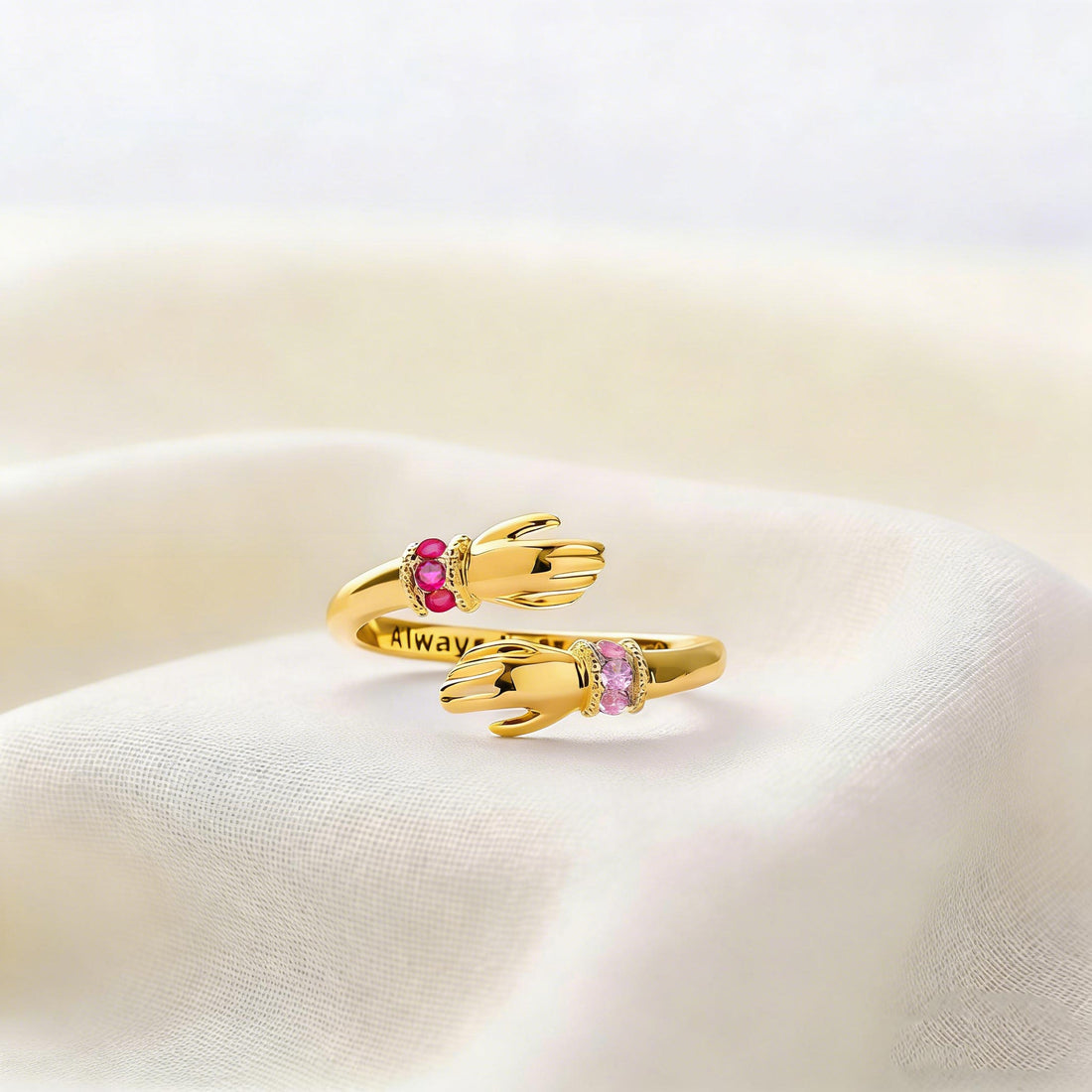 Always with You Adjustable Hug Birthstone Ring