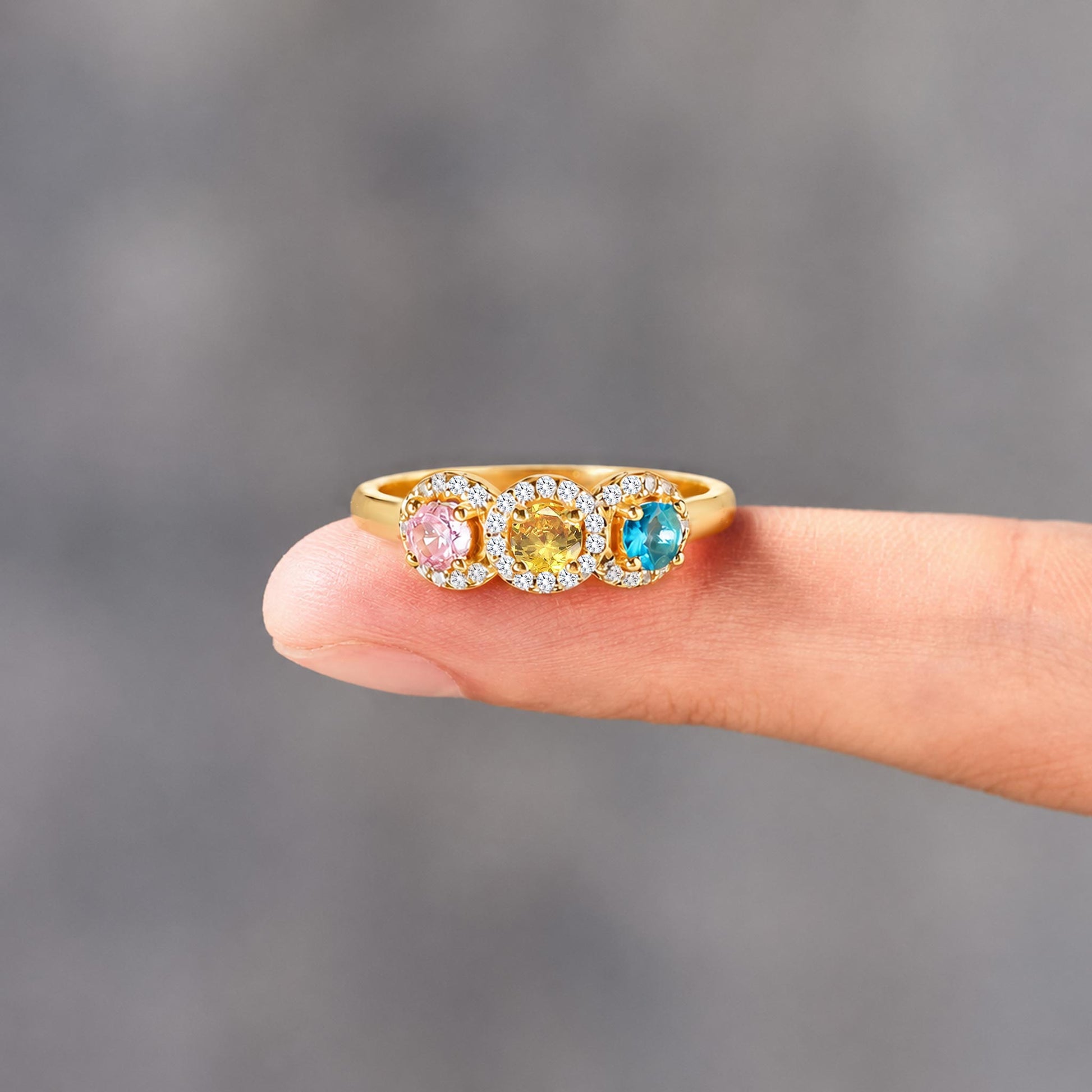 custom birthstone ring with up to five birthstones