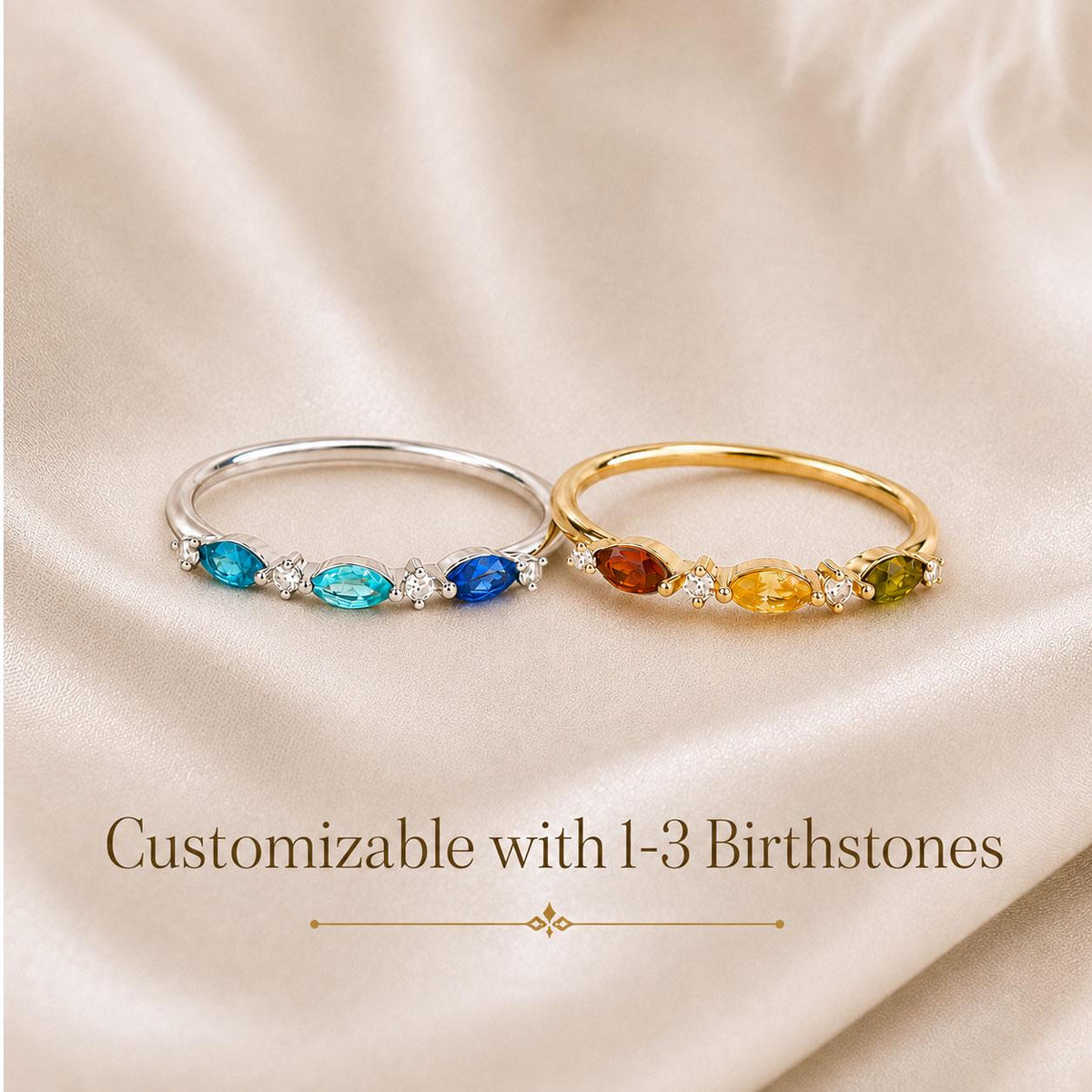 marquise cut ring with 1-3 birthstones