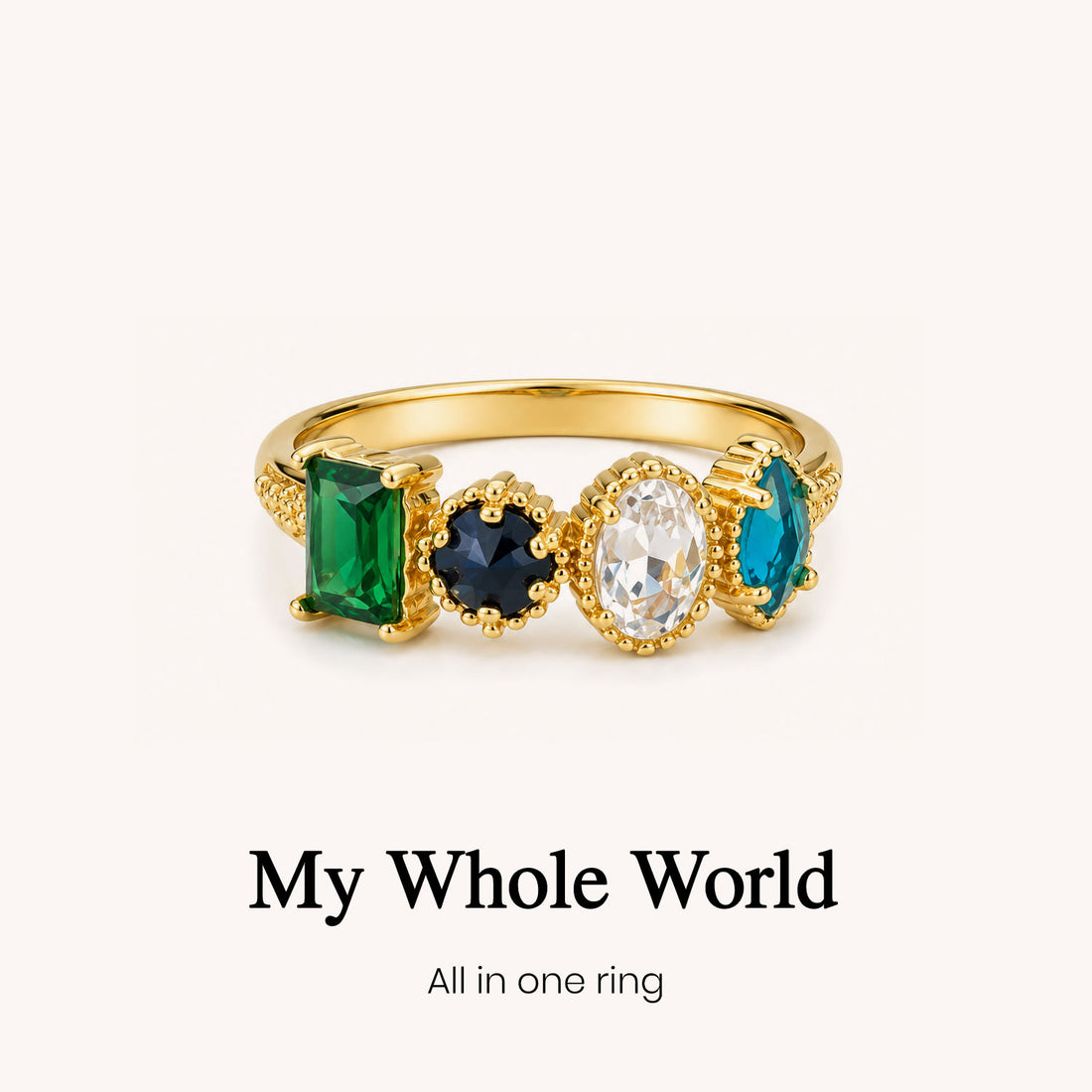 custom mixed-cut family birthstone ring, multiple birthstone ring