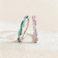 wave design birthstone promise ring