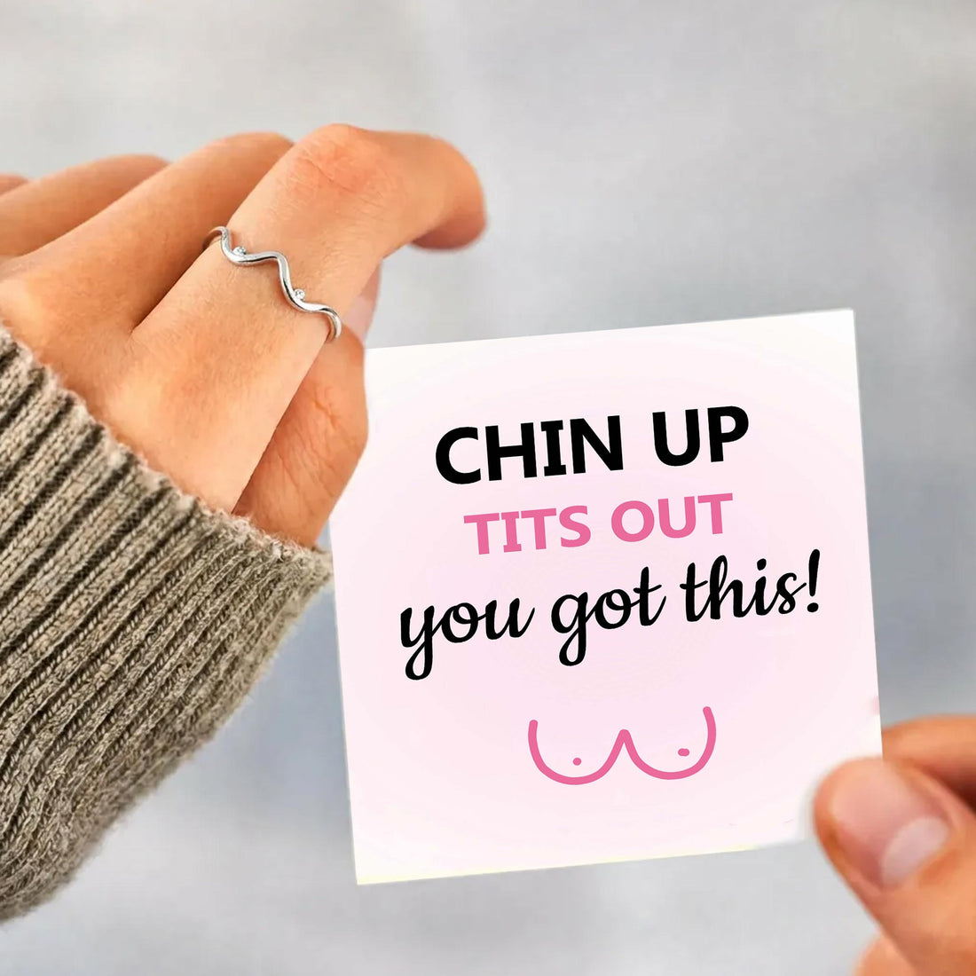 Empowerment Chin Up Tits Out Silver Boobie Ring