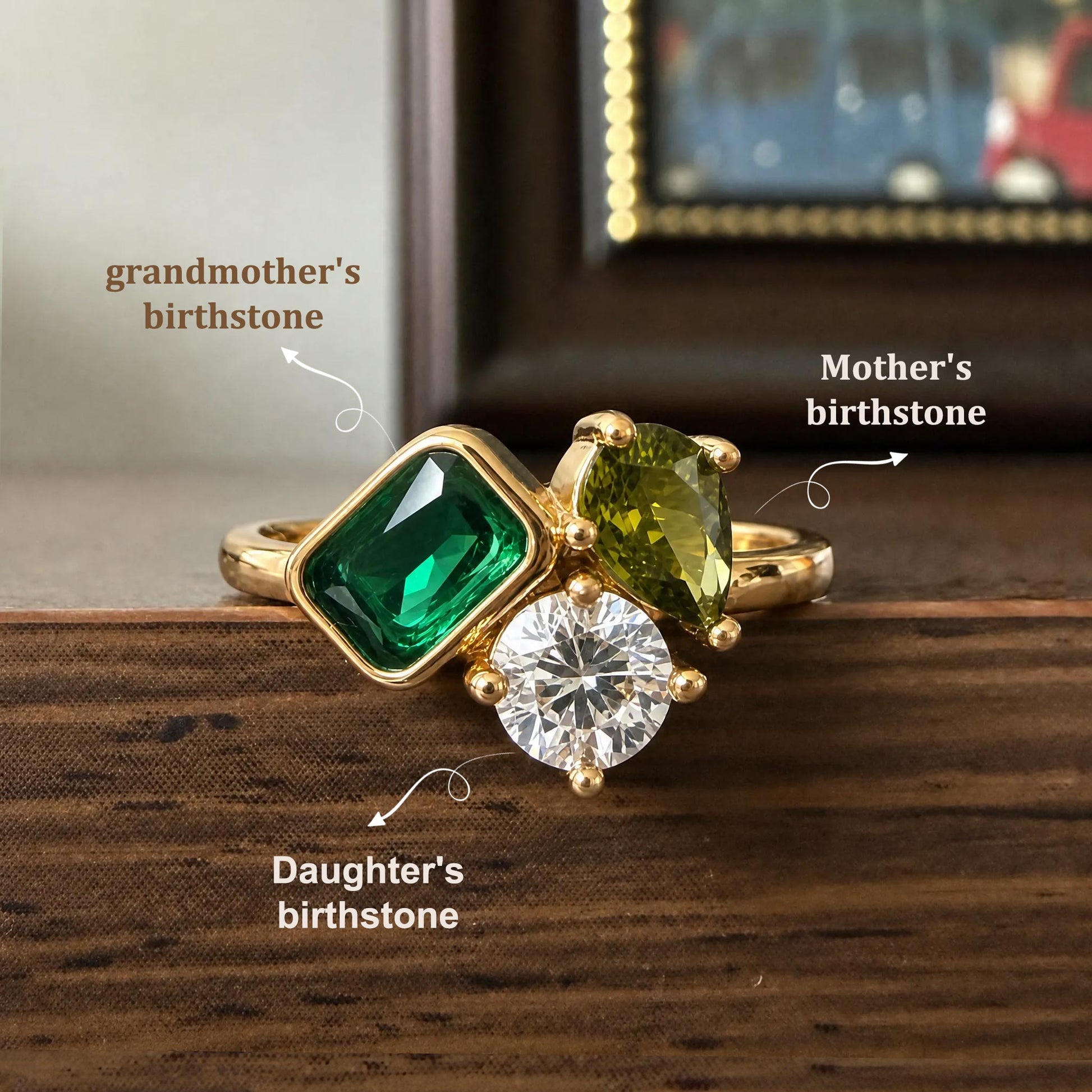 custom family birthstone ring with multiple birthstones