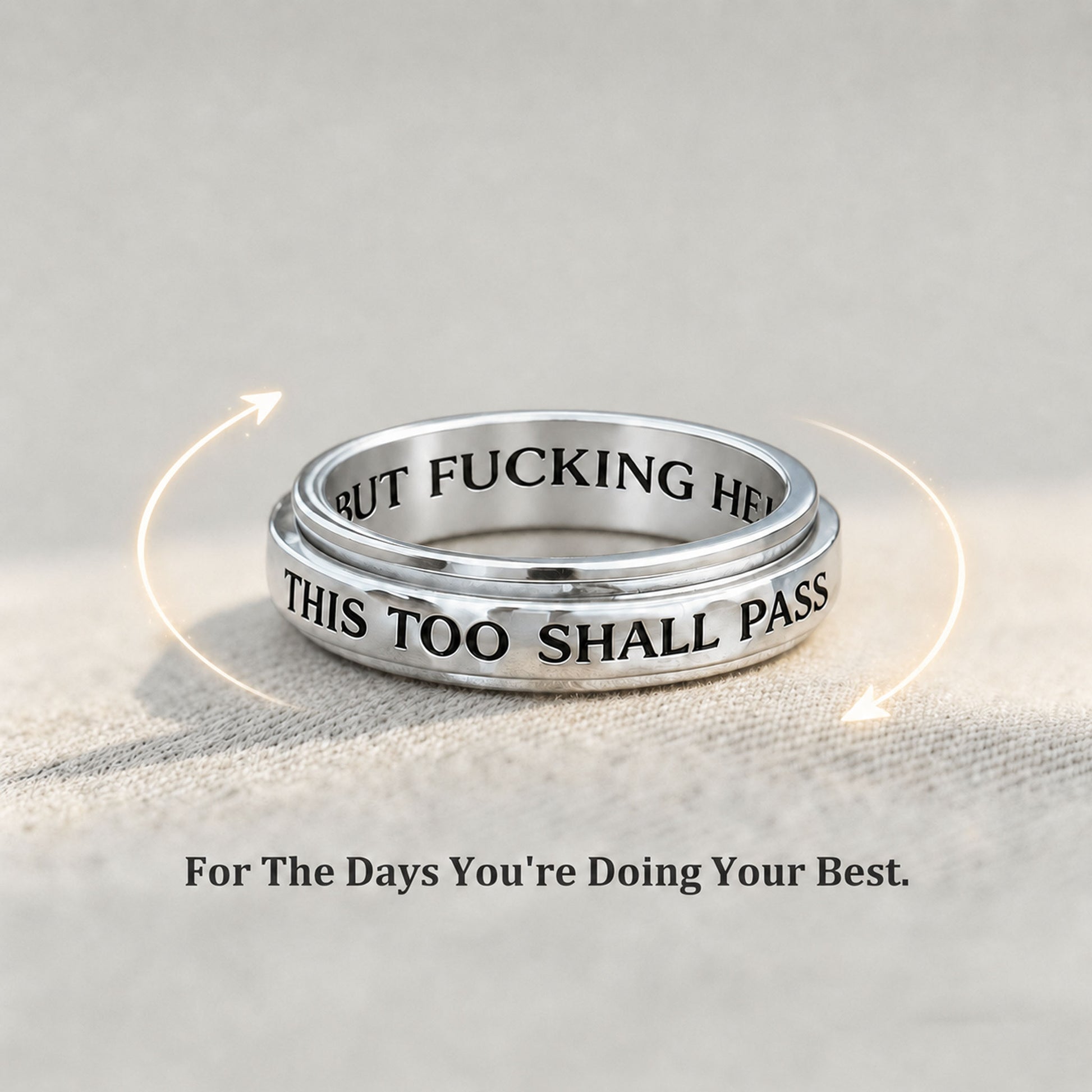 this too shall pass spining reminder ring