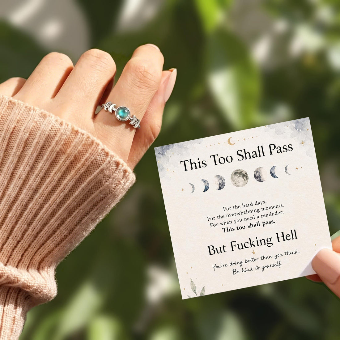 this too shall pass moon phases ring