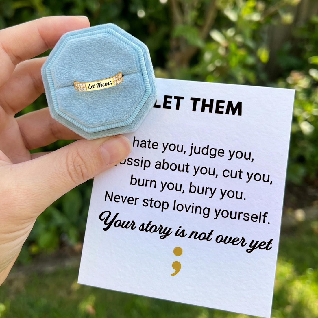 'Let Them' Pave Mantra Ring