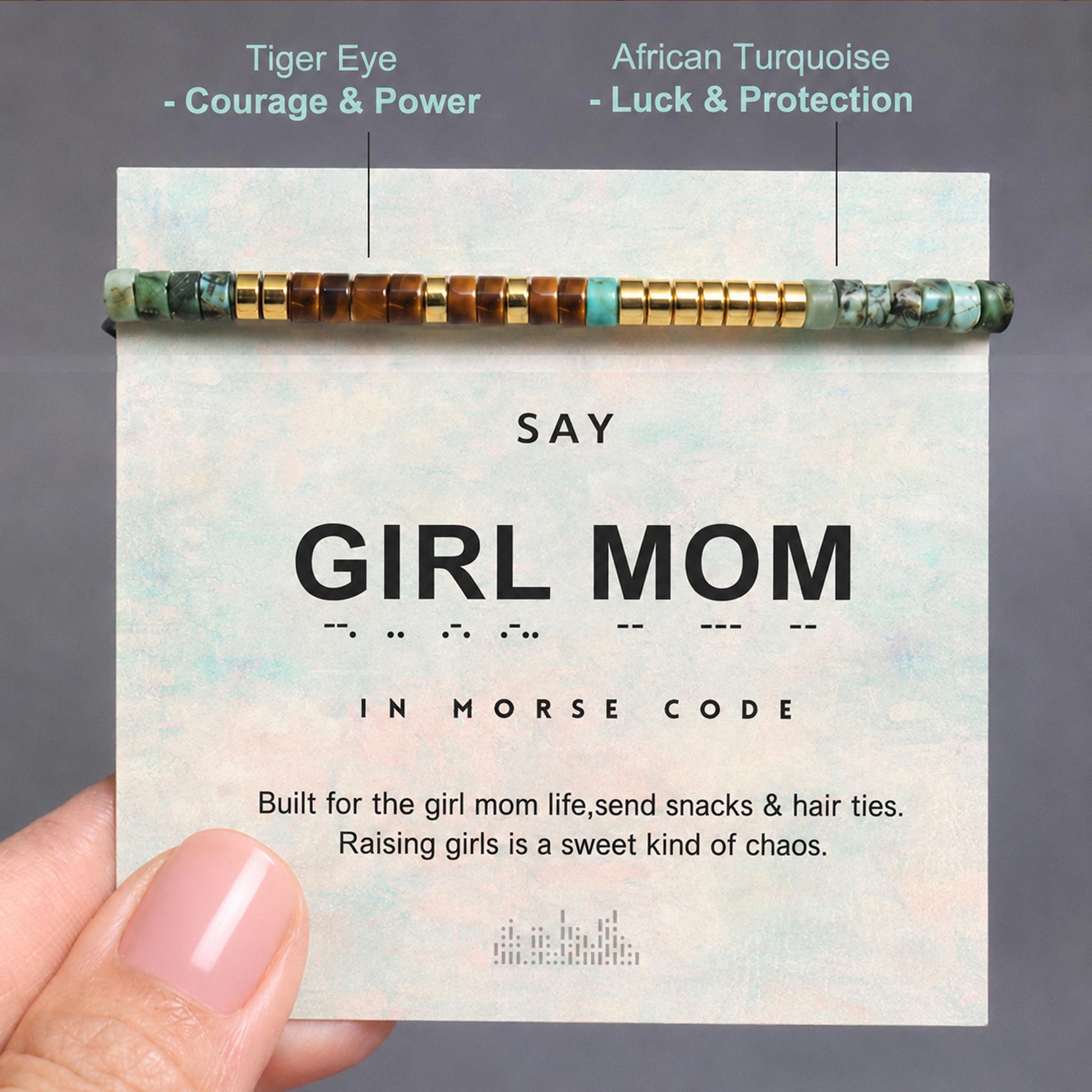 morse code bracelet with girl mom message
