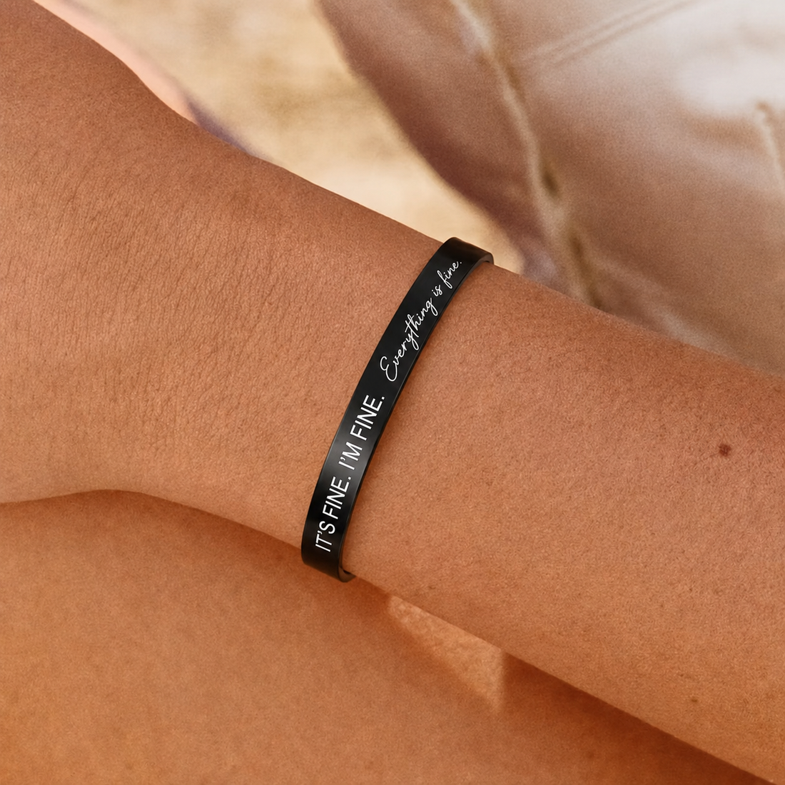 It's Fine Mantra Cuff message Bracelet