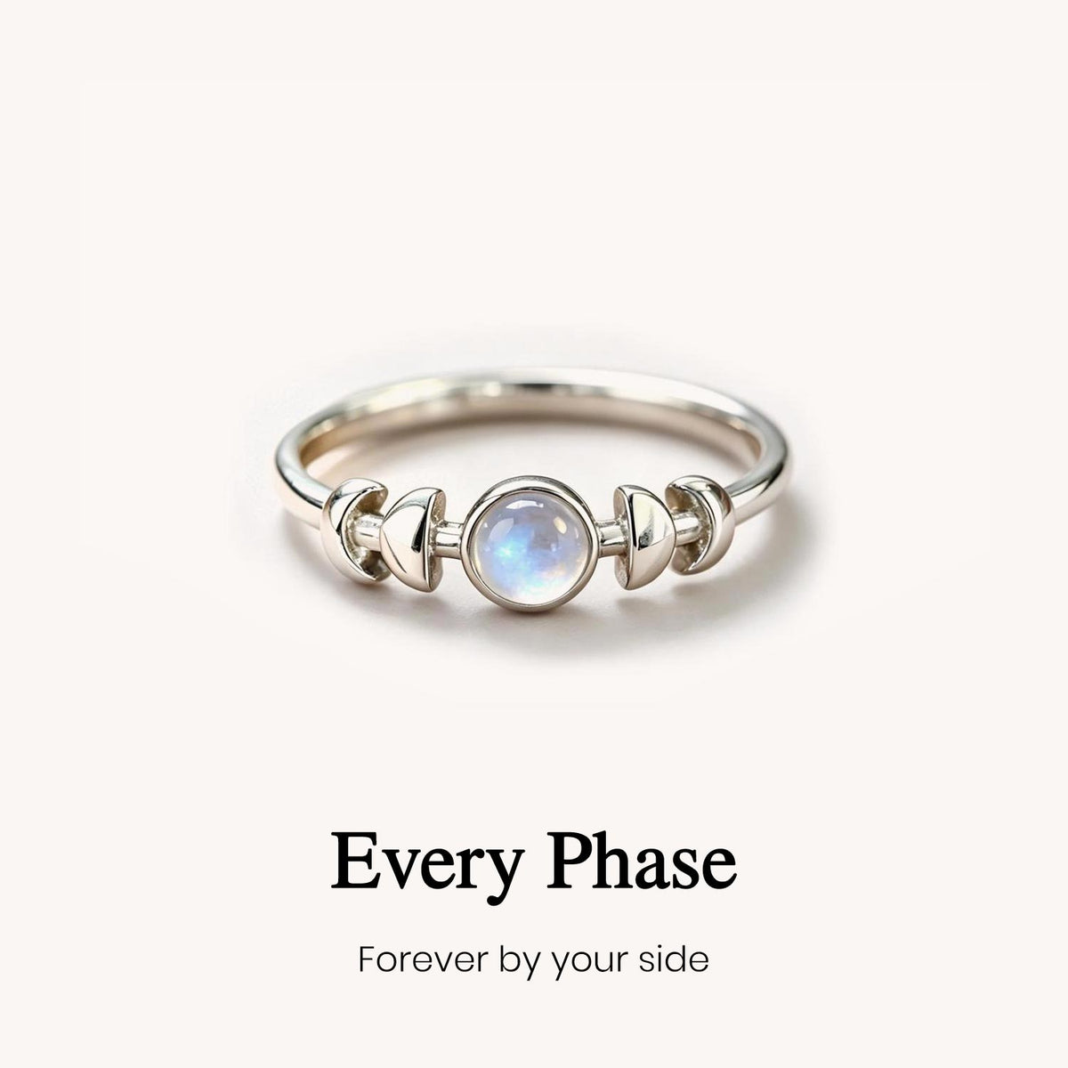 through every phase moonstone ring, moon phase inspired jewelry