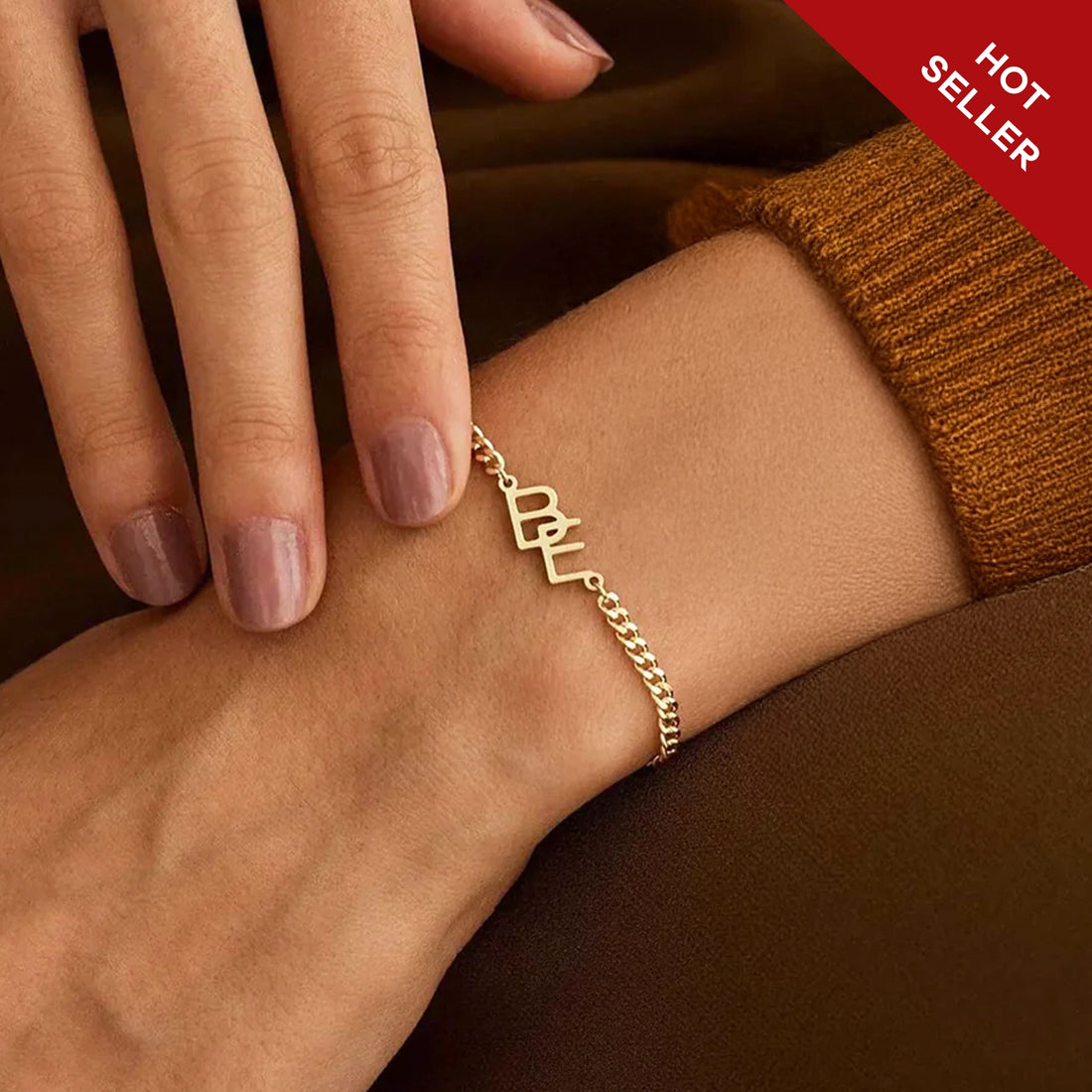Custom Two Initial Interlocking Bracelet